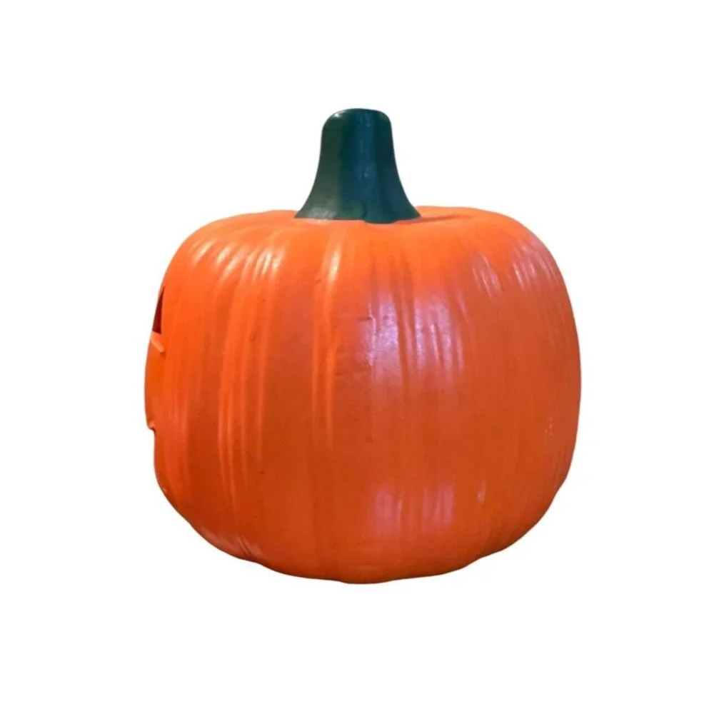 Vintage Ceramic Pumpkin Jack O‎ Lantern Halloween Votive Candle Holder Light Up